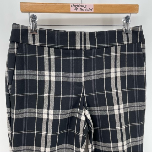Ann Taylor Womens The Straight Pant Black Blue Plaid 4 New - Picture 2 of 6